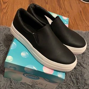 Platform Black Slip On Shoes